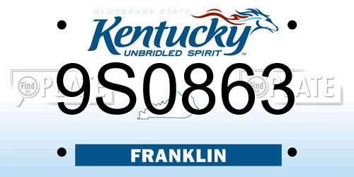 9S0863 Kentucky License Plate