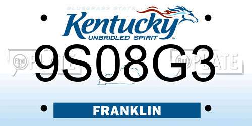 9S08G3 Kentucky License Plate