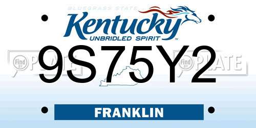 9S75Y2 Kentucky License Plate