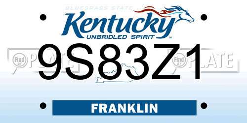 9S83Z1 Kentucky License Plate