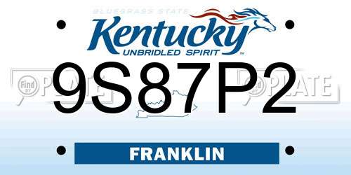 9S87P2 Kentucky License Plate