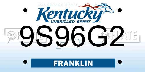 9S96G2 Kentucky License Plate