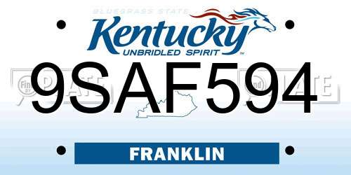 9SAF594 Kentucky License Plate