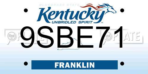9SBE71 Kentucky License Plate