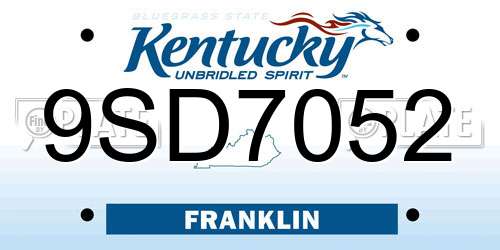 9SD7052 Kentucky License Plate