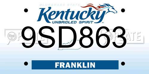 9SD863 Kentucky License Plate