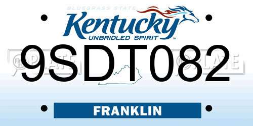 9SDT082 Kentucky License Plate