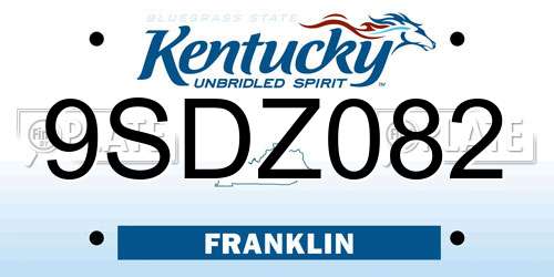 9SDZ082 Kentucky License Plate