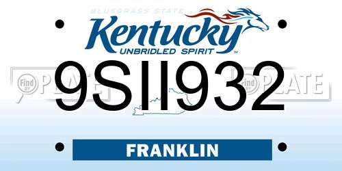 9SII932 Kentucky License Plate