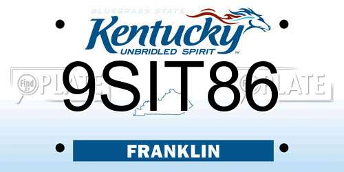 9SIT86 Kentucky License Plate