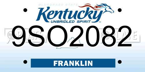 9SO2082 Kentucky License Plate