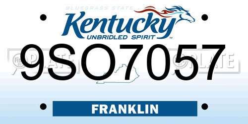 9SO7057 Kentucky License Plate