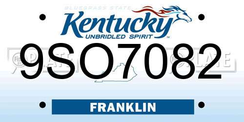 9SO7082 Kentucky License Plate