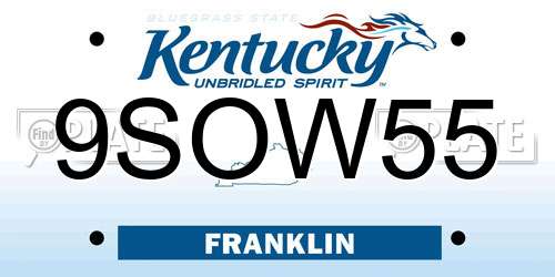 9SOW55 Kentucky License Plate
