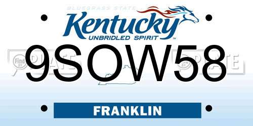 9SOW58 Kentucky License Plate
