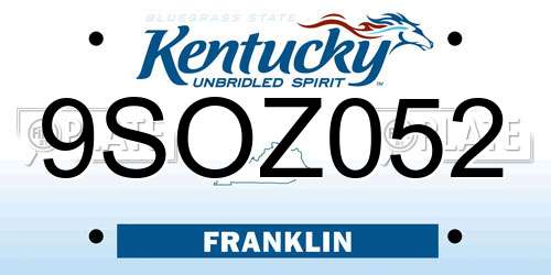 9SOZ052 Kentucky License Plate