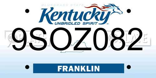 9SOZ082 Kentucky License Plate
