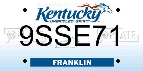 9SSE71 Kentucky License Plate