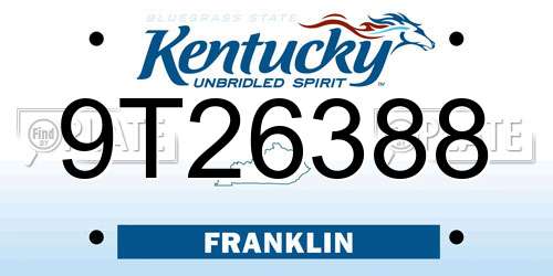9T26388 Kentucky License Plate
