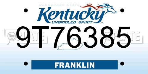 9T76385 Kentucky License Plate