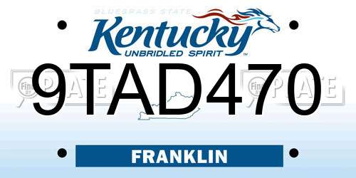 9TAD470 Kentucky License Plate