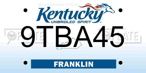 9TBA45 Kentucky License Plate