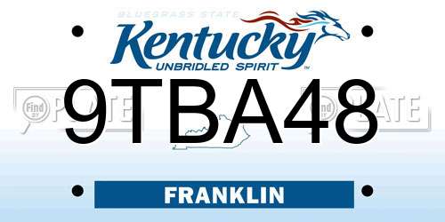 9TBA48 Kentucky License Plate