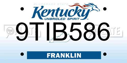 9TIB586 Kentucky License Plate