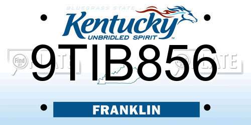 9TIB856 Kentucky License Plate
