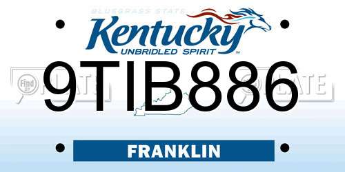 9TIB886 Kentucky License Plate