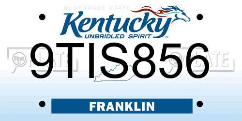 9TIS856 Kentucky License Plate