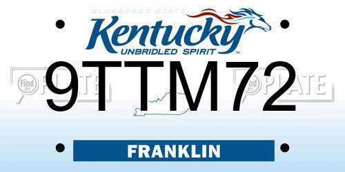 9TTM72 Kentucky License Plate