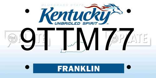 9TTM77 Kentucky License Plate