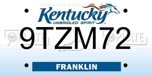 9TZM72 Kentucky License Plate