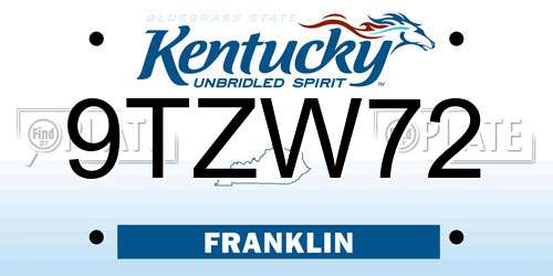 9TZW72 Kentucky License Plate