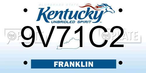 9V71C2 Kentucky License Plate