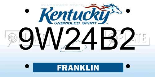 9W24B2 Kentucky License Plate