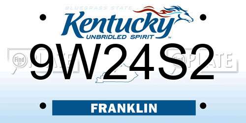 9W24S2 Kentucky License Plate