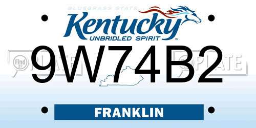 9W74B2 Kentucky License Plate