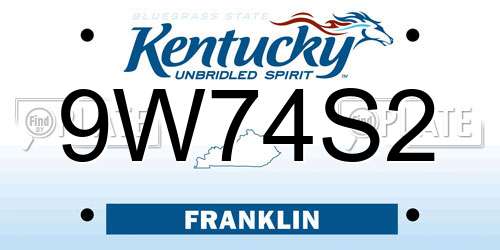 9W74S2 Kentucky License Plate