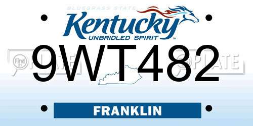 9WT482 Kentucky License Plate
