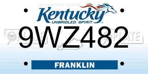 9WZ482 Kentucky License Plate