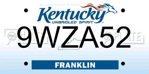 9WZA52 Kentucky License Plate