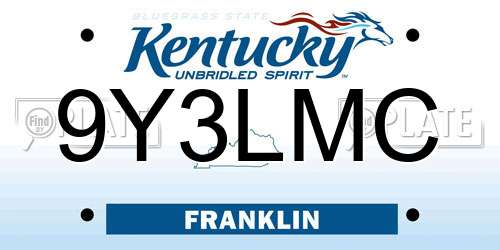 9Y3LMC Kentucky License Plate