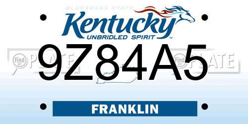 9Z84A5 Kentucky License Plate