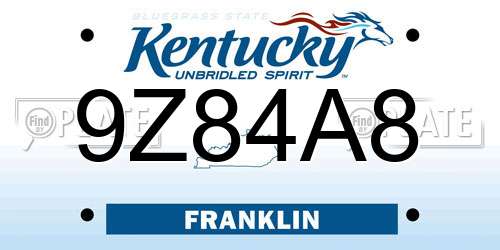 9Z84A8 Kentucky License Plate