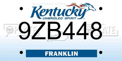 9ZB448 Kentucky License Plate