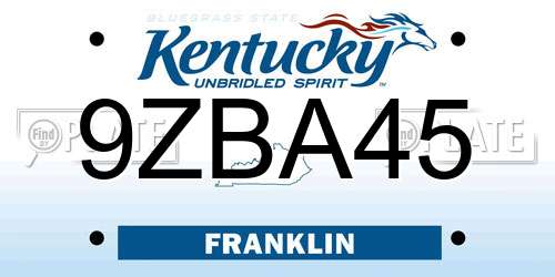 9ZBA45 Kentucky License Plate