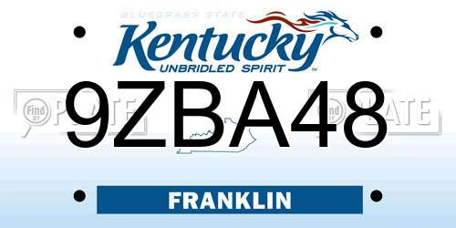 9ZBA48 Kentucky License Plate