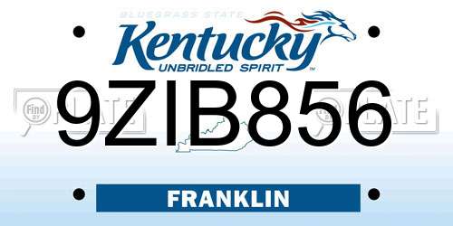 9ZIB856 Kentucky License Plate